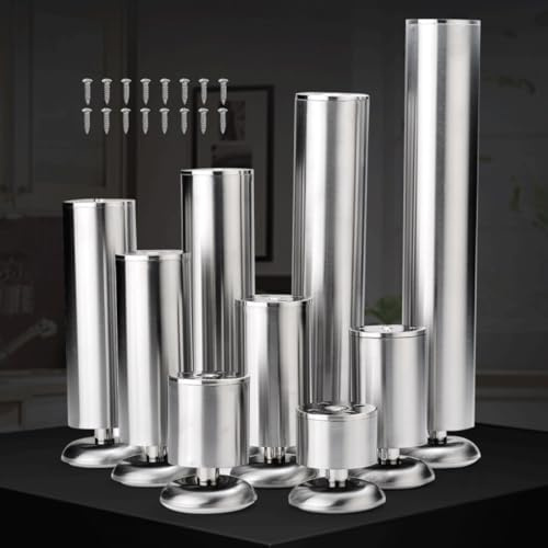 4Pcs Adjustable Furniture Legs, 6cm 10cm 12cm 18cm 20cm 30cm Cabinet Coffee Table TV Stand Legs, Kitchen Feet Sofa Feet Metal Table Legs Furniture Feet Worktop Bar TV Desk Legs(4in/10cm)