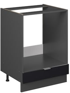 Vicco Herdumbauschrank Fame-Line, Schwarz gestreift, 60 cm, AP Eiche, zur Kombination mit weiteren Modulen der Fame-Line Serie