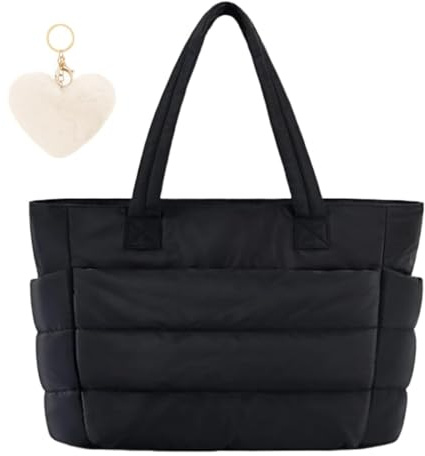 Aucuu Puffer Schultertaschen Damen, Handtasche Damen, Große Umhängetasche, Groß Shopper Tasche, Gesteppte Tasche Stepptasche mit Reißverschluss, Hobo Bag Handtasche für Einkaufen Schule Reisen Arbeit
