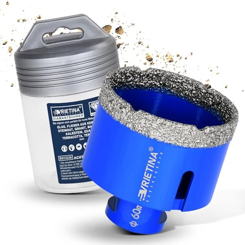 60mm Diamantbohrer HV 10000 + Härte Fliesen Glas für Winkelschleifer | Nass Trocken Diamant Bohrkrone Fliesenbohrer von Porzellan Feinsteinzeug Glasbohrer Fliesenbohrkrone Lochsäge Lochbohrer