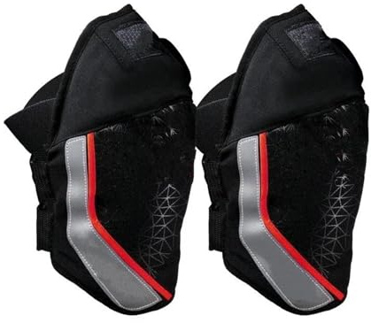 Coderas reflectantes Rodilleras para ciclismo Protección de rodilla para motocicletas, rodilleras de Motocross, rodillera, protección reflectante anticaída para Moto(Black+Red)