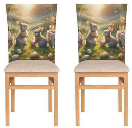 ODAWA Stuhlhussen für Stuhllehne, Ostern, Picknick, Sonnenuntergang, goldfarben, für Esszimmer, Küche, Bauernhaus, Dekoration, 6 Stück