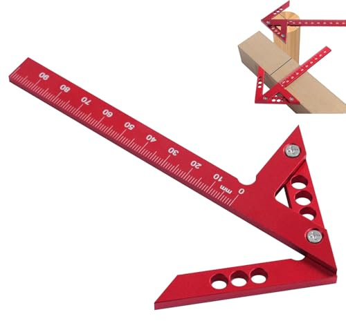 JDCMEI Detector Central, Buscador Central de Calibre de Línea 100 mm 45 ° 90 ° Regla de Carpintero Regla de Línea de Aleación de Aluminio para Medición de Madera Centrado Cilíndrico Marcador de ángulo