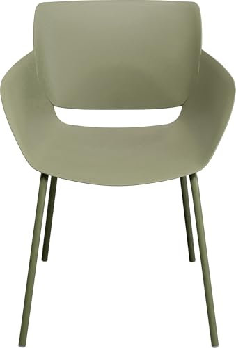 Kare Design Stuhl mit Armlehnen Madeira, Grün, Gartenstuhl, Outdoor Stuhl für Balkon, Garten, Terrasse, Polyethylen, Aluminium, 80x58x54 cm (HxBxT)