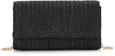 BWBIKE Bolso de Mano de Paja de Rafia para Mujer - Bolso Bandolera de Playa de Verano con Correa para el Hombro, Bolso de Mano de Moda para Viajes y Noches