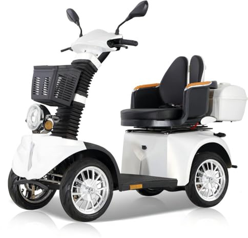 ZVGREEN - DJ(x)-M1000S25 - Ciclomotore elettrico a 4 ruote - Mobilità per anziani - Scooter per disabili - Sedile girevole a 360° - Piantone dello sterzo regolabile-Bianco