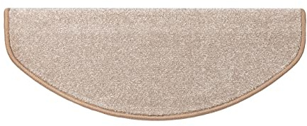 etm Original Stufenmatten Treppen-Teppich 15er Spar Set 20 Farben und 20 Modelle zur Auswahl (Halbrund - 23,5 x 65 cm, Beige) Sundae