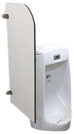 Urinal-Trennwand, 400 x 900 mm, Wandmontage, Urinal-Trennwand, abgerundete Ecken, grau