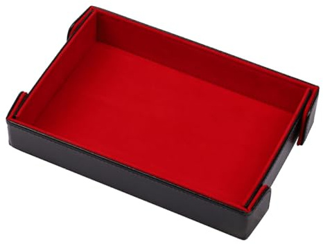 Enwye Magnetisches, Faltbares Würfeltablett, Rechteckiges Rolltablett, PU-Leder, Faltbarer Halter, Aufbewahrungsbox Für D&D-RPG-Würfelspiele (rot)