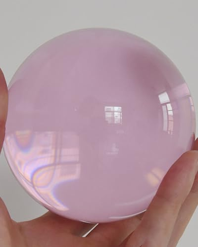 XIUCAI Sfera di Cristallo Feng Shui, Purifica l'Energia, Potenzia Forza, Ricchezza & Fortuna, Perfetta per Yoga, Meditazione, Fotografia & Decor Divinatoria,Rosa,80mm