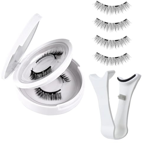 Yuemeuy Magnetische Wimperncluster, Frauen magnetische Wimpern | 4-Pieces Kein Kleber gefälschte Wimpern mit Applikator | Women Eye Make -up -Zubehör für Reisedaten Performances,