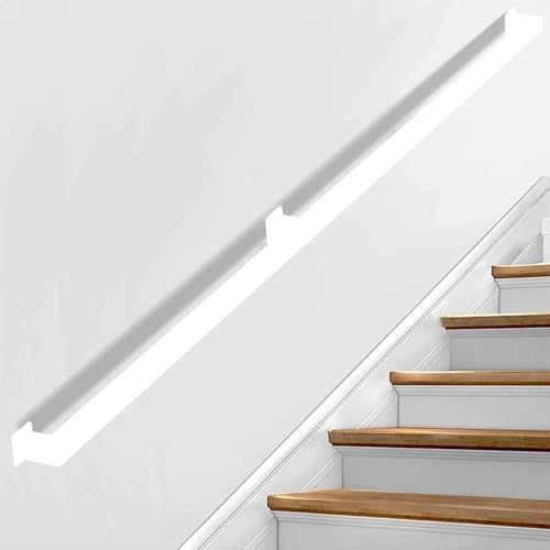 Corrimano per Scale Moderne per gradini Esterni o Scale Interne | Ringhiera per Scale da 60 cm 80 cm 1 m 1,5 m 2 m 2,5 m 3 m | Corrimano per Scale Nero/Bianco/Oro per pareti (Bianco, 12 Pied