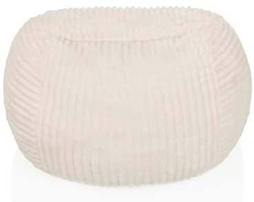 hjh LIVING Sitzsack Cord Stoff Beige Sitzolo R 50x90x87cm, Lounge-Sessel Bodensofa mit Schaumstoff-Füllung bis 150kg belastbar