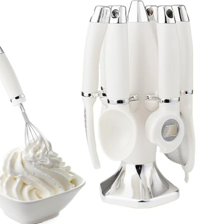 Yonuaret Ustensiles de Cuisine | Set d'Accessoires de Cuisine avec Support | Égouttoir Éplucheur Fouet Ouvre-Bouteille,Pour Pâtisserie Camping Maison Fêtes Préparation Repas