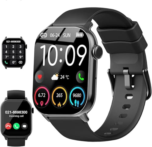 Smartwatch Herren Damen, 1,96 HD Smartwatch 2026 mit Telefonfunktion, Smart Watch Fitnessuhr 113+ Sportmodi, IP68 Wasserdicht, Sportuhr mit Herzfrequenz Schlafmonitor Schrittzähler, für Android iOS