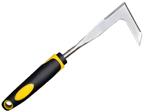 Stainless Steel Garden Weeder Tool with Serrated Edge - 12 Manual Weed Puller for Patios, Lawns & Garden Cracks - Ergonomic Hand Weeding Tool for Moss, Dandelions & Root Removal