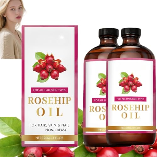 Olio di semi Rosehip per viso, olio Rosehip spremuto a freddo, oli viso per guasha, oli per il viso e il corpo per donne, olio vettore versatile per la cura del viso e della pelle, olio nutriente per