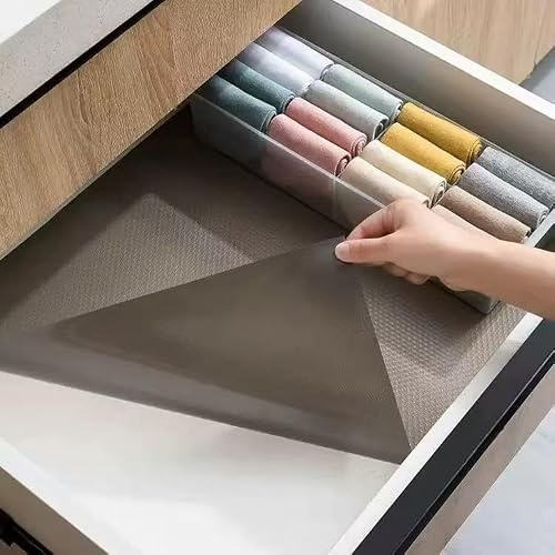 BRIMOREA Svart lådmatta 45 x 500 cm – halkfri matta av EVA, kan skäras till, halkfri, vattentät och livsmedelssäker – perfekt för kökslåda, kylskåp, hyllor och skåp