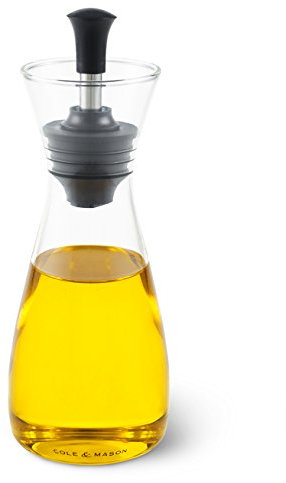 Cole & Mason H103019 Sawston Aceitera y Vinagrera, 370ml, Dispensador de Botella/Decantador, Vidrio/Acero Inoxidable, 1 x Botella, Suministrado Vacío
