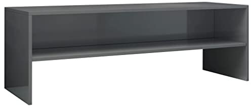 vidaXL Mueble TV Estante Mesa Baja Televisión Aparador Televisor Módulo Diseño Simple Compartimento Salón Comedor Habitación Contrachapada Gris Brillo