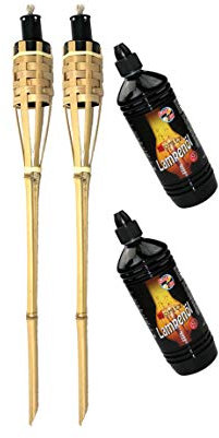 Moritz 2 x bambufacklor fackla Deluxe 90 cm standard natur 2 x 1 000 ml lampolja trädgårdsfackla oljefacklor trädgård dekoration oljelampa gångljus
