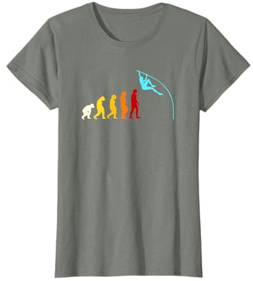 Sunature T-Shirt Sport Idée Cadeau Évolution De Saut À La Perche Athlète Noir Uni Col V Manche Mi-Longue Taille Petite Homme