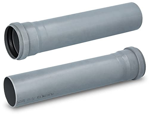 HT Rohr Abwasserrohr mit Muffe Ø 75 mm x 250 mm Länge Grau | PVC Kanalrohr Abflussrohr mit Gummidichtung | Kanalrohrsystem Heißwasser Chemische Beständigkeit | Abwasser Installation