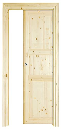 Kimono Casa - Porta Scorrevole a Scomparsa Interno Muro, Abete Grezzo Reversibile 200 x 70