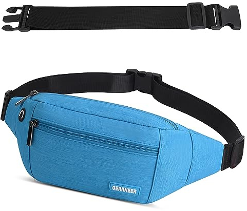 Bauchtasche Gürteltasche mit Einem 30 cm Verlängerten Gürtel Damen und Herren Bauchtasche Geeignet für Reise Sport Running und Alle Outdoor Aktivitäten Hüfttasche Damen Herren Sport (Blau)