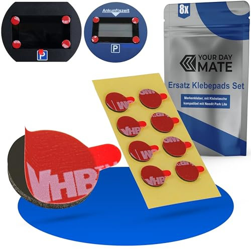 Parkscheibe Klebepads Set, 8 Stück, kompatibel mit u.a. Needit Park Lite, Lite One elektronische Parkuhr, doppelseitige Klebestreifen für Windschutzscheibe, Parkanzeige, Klebesticker Parking Disc