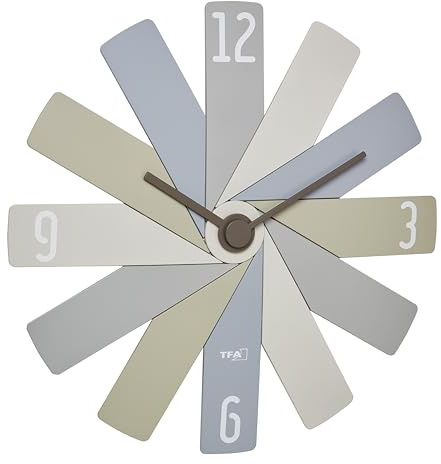 TFA Dostmann Designer-väggklocka analog klocka i lådan, 60.3020.30, med plugin-system, tyst urverk, lång batteritid, kvartsur, vardagsrumsklocka, köksklocka, färgglad