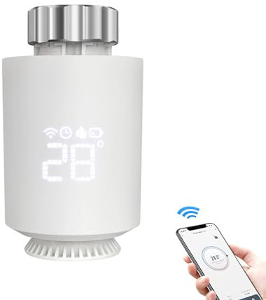 Tête de radiateurs Thermostatique Connectée et Intelligente – Accessoire connecté Via WiFi – Compatible avec Alexa, Google Assistant et Siri – Faites des économies d'énergie (Pack de 1)
