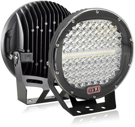 PICAA 2tlg Rund 9 Zoll LED Arbeitsscheinwerfer, Schwarz 294W Spotlicht 12V 24V Fahrlicht Lightbar für Auto Offroad 4X4 Traktor LKW KFZ, 6000K Weiß Led Zusatzscheinwerfer