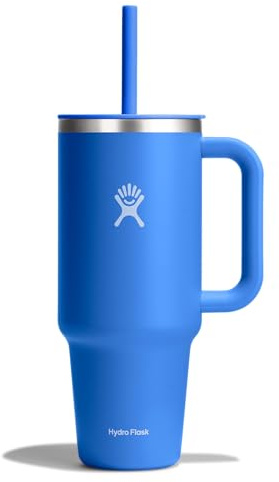 Hydro Flask Travel Tumbler with Handle, Lid and Straw - Insulated Stainless Steel in 40 Oz Cascade