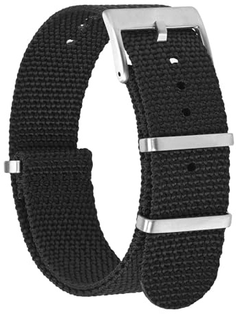 BISONSTRAP Nylon Uhrenarmband für Herren, Einteilige Militär Armband, 18mm 20mm 22mm
