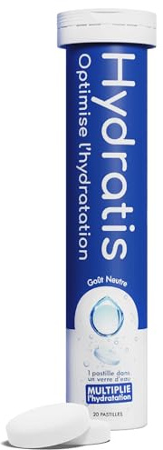 HYDRATIS - Pastilles Hydratation Electrolytes - Neutre - Améliore l'Hydratation et Favorise l'Énergie - Formule Isotonique - Sport, Récupération, Bien-être - 1 tubes (20 Pastilles)