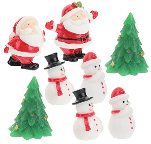 INOOMP 8stücke Kunstharz Weihnachtsschmuck Cartoon Schneemann Dekoration Elch Tischdeko für Weihnachten Mikrolandschafts Deko Zubehör für Zuhause Party Fenster Dekoration Zufälliger Stil
