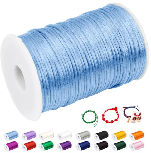 CAMAL Nylonschnur 2mm nylonfaden 100m Armband Schnur für Perlenschnur Nylon makramee Schnur für Chinesische Knüpfschnur, Windspielschnur, Kunsthandwerk (Hellblau)