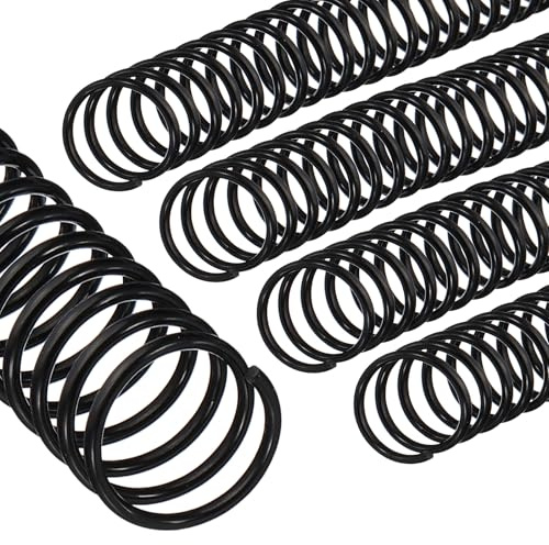PATIKIL 25pcs 16mm Bobinas de Encuadernación en Espiral de Plástico, 140 Hojas, Paso 4:1, 48 Agujero Lomo de Encuadernación de Hojas Sueltas para Cuaderno Archivos DIY Papel Oficina, Negro