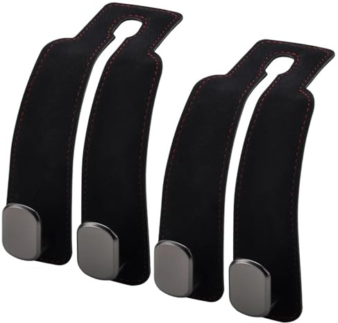 2 Stück Universal Auto Haken, Leder Autositz Haken, Geldbörsenhaken für Auto, Autositz Haken für Auto Taschenhalter Auto, Auto Haken, Doppelte Kopfstützen Haken, für Autositz Rücksitzhaken Kopfstütze