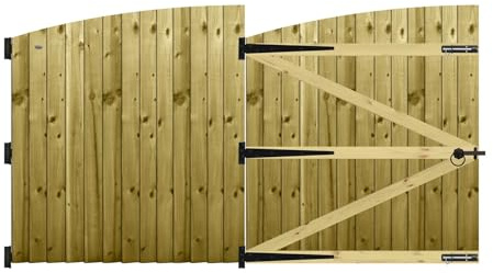 Premier Garden Supplies Made to Measure Feather Edge Semi-Braced Arch Top Driveway Gates for Measurements Height 4ft - 5ft (120-150cm) x Width: 244cm - 274cm +600mm Hinge Ring Latch Kit