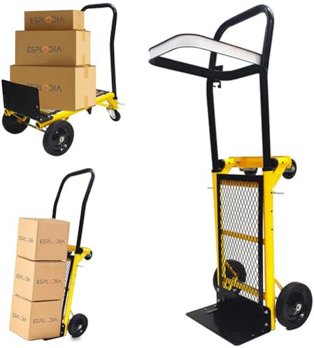Stakmann Carrello Pieghevole Multifunzione 3in1 con Piattaforma Portata 120kg, Carrellino Portapacchi in Acciaio Convertibile Salvaspazio per Traporto Pacchi, Traslochi, Scatole, Valigie, Attrezzature
