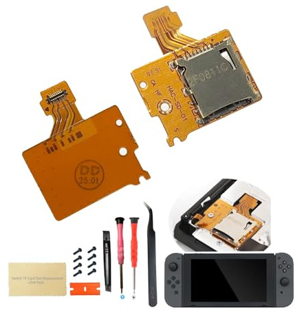 [2pcs-Pack] for Switch SD Card Reader Slot Replacement TF Card Slot for Nintendo Switch HAC-001 NS Console with Back Cover Screws [not fit for Switch lite,not fit for Switch OLED version]