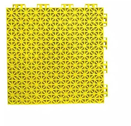 XPLKQXE Dalles Emboîtables 16 Pièces, Carrelages Sol PVC Souple avec Trous Drainage, Piscine Extérieure, Balcon, Tapis Sol Plastique Pose Plancher Suspendu Terrasse(Jaune)