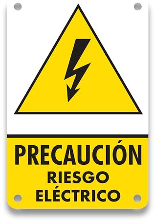 ITALMI | Cartel Riesgo Eléctrico PVC 20x15 cm | Señal de Alta Tensión con Agujeros | Uso Exterior | Resistente Agua y Sol | Seguridad Eléctrica Industrial