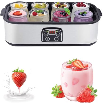 UEGFSIJRF Yogurtera Digital automática con 8 frascos, 1400 ml y Temporizador. Ideal for Hombres y Mujeres preocupados por su Salud.