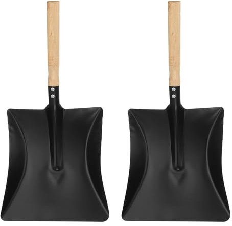 sourcing map 2 pala per cenere da camino, 45,7 cm, in metallo, pala da giardino, paletta per polvere con manico in legno, per stufe a legna e carbone