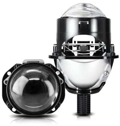 Pqahffowr Lente del proiettore Bi LED da 2,5 pollici per lenti LED H4 H7 9005 9006, lampadine per auto 8000LM 6000K con fascio Hi/Lo LHD