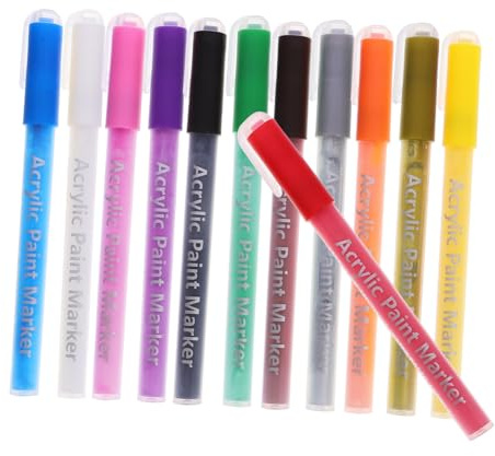 SHERCHPRY 12pezzi Penne per Nail Art Strumenti per Pittura delle Unghie Pennarelli per Manicure di Penne Punta Fine per Disegno sull Unghia Disponibili in Vari Colori