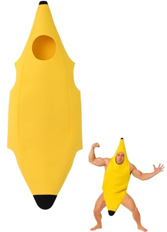 Banana Costume for Adults, Fun Banana Fancy Dress Outfit, Perfect for Halloween, Parties, and Costumes, Lightweight and Comfortable Fruit Costume for Men and Women